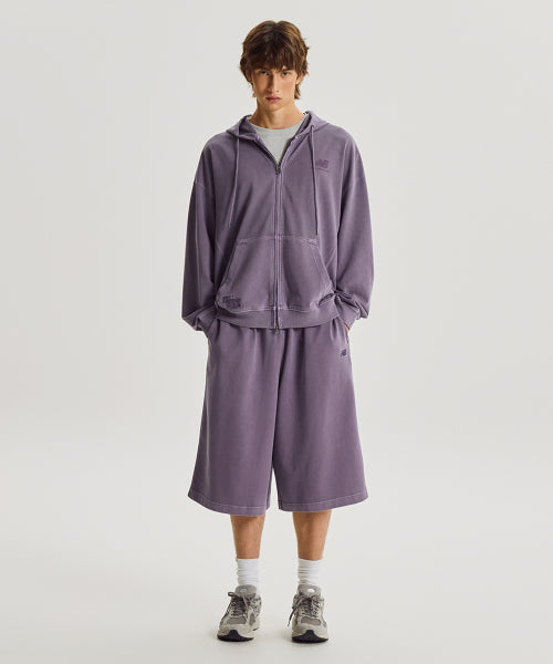 ESCAPE DYED BERMUDA SWEAT SHORTS - 2 COLORS PURPLE