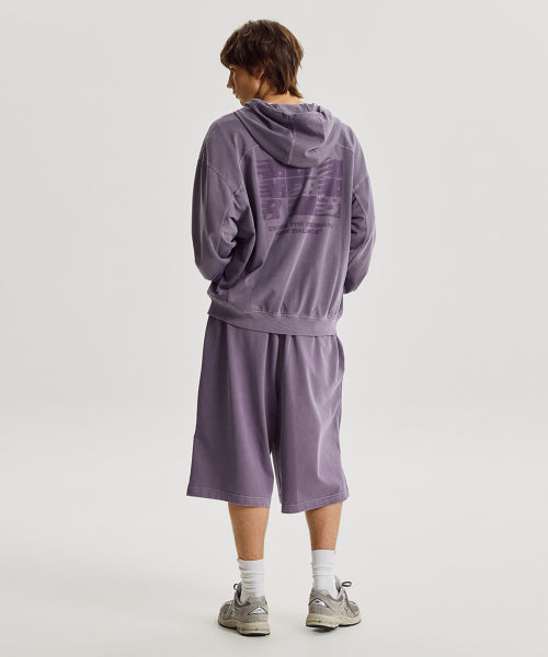 ESCAPE DYED BERMUDA SWEAT SHORTS - 2 COLORS PURPLE