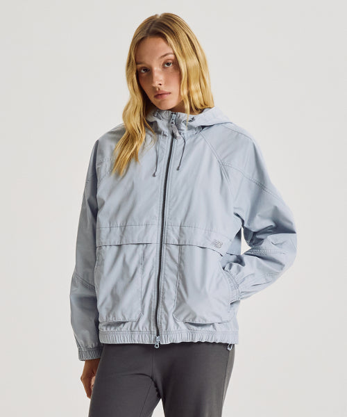 WOMEN ALLDAY WASHED HOODED WINDBREAKER - 2 COLORS D/BLUE