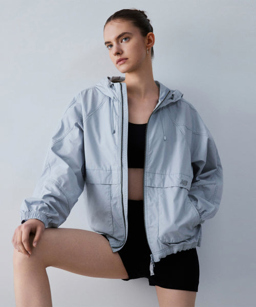 WOMEN ALLDAY WASHED HOODED WINDBREAKER - 2 COLORS D/BLUE