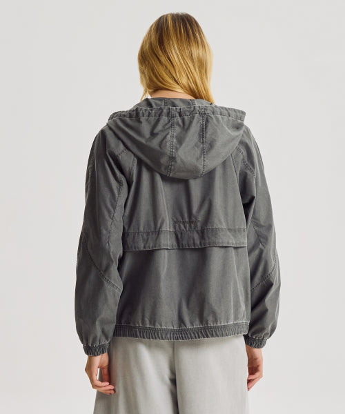 WOMEN ALLDAY WASHED HOODED WINDBREAKER - 2 COLORS D/CHARCOAL