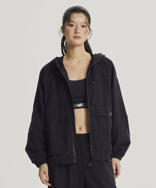 WOMEN ALLDAY HOODED WINDBREAKER - 3 COLORS BLACK
