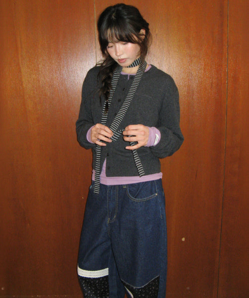 SOFT MINI LABEL LONG SLEEVE TEE PURPLE