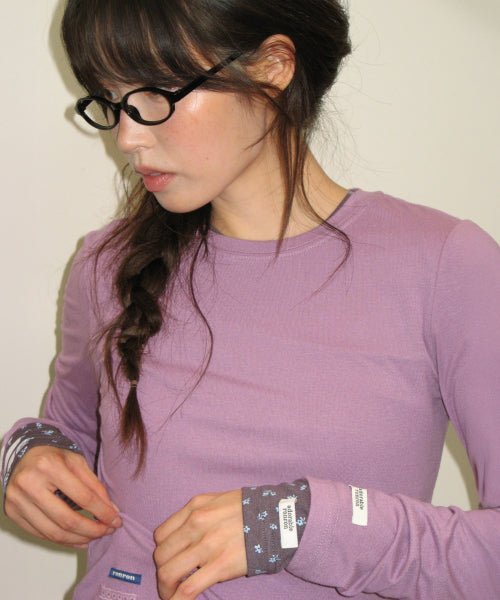 SOFT MINI LABEL LONG SLEEVE TEE PURPLE