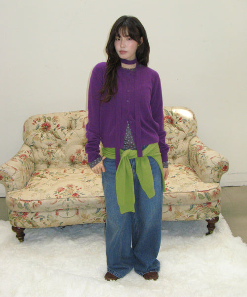 BASIC WOOL ARCHIVE CARDIGAN PURPLE