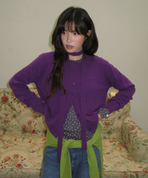 BASIC WOOL ARCHIVE CARDIGAN PURPLE
