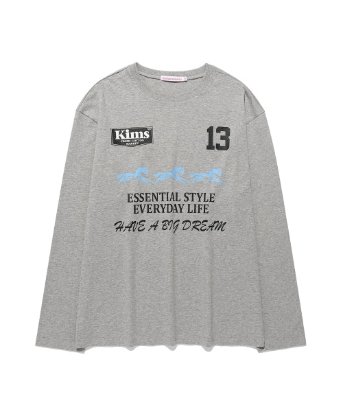 THREE HORSE LOGO LS TEE - 2 COLORS GREY