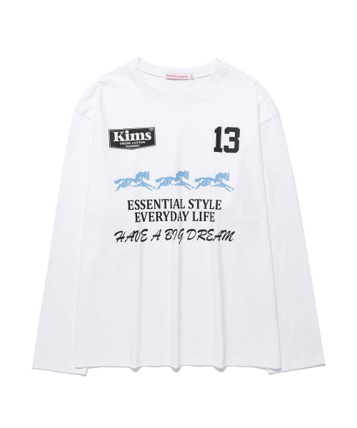 THREE HORSE LOGO LS TEE - 2 COLORS WHITE