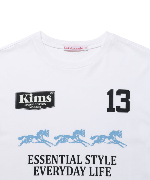 THREE HORSE LOGO LS TEE - 2 COLORS WHITE