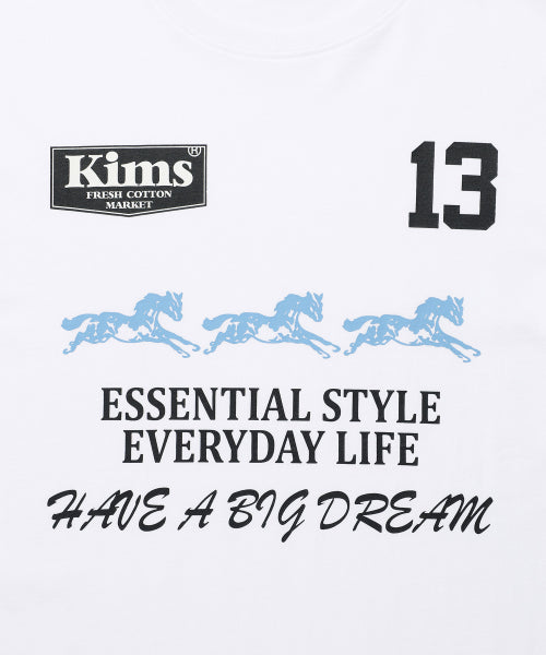 THREE HORSE LOGO LS TEE - 2 COLORS WHITE