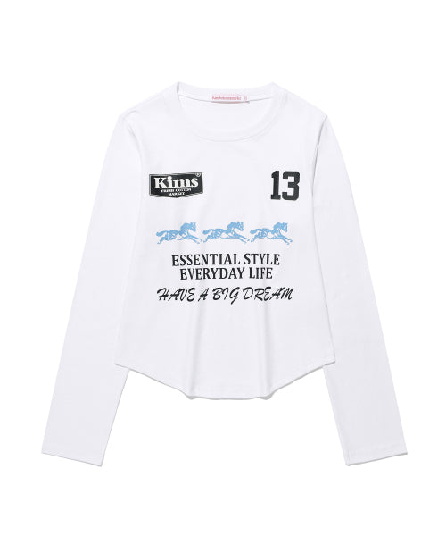 THREE HORSE LOGO LS TEE - 2 COLORS WHITE