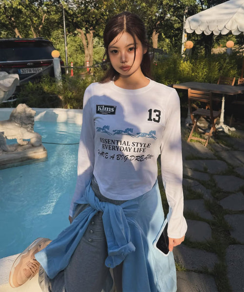 THREE HORSE LOGO LS TEE - 2 COLORS WHITE