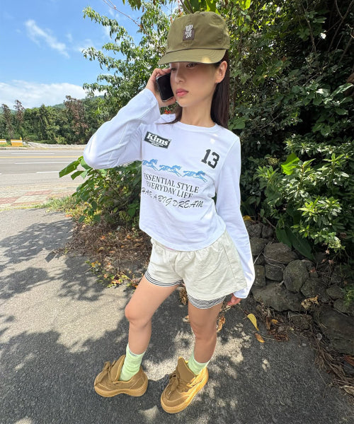 THREE HORSE LOGO LS TEE - 2 COLORS WHITE