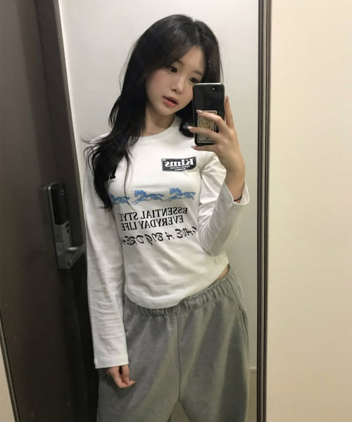THREE HORSE LOGO LS TEE - 2 COLORS WHITE