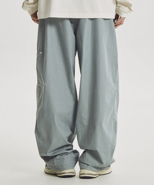 ESCAPE WASHED WOVEN WIDE PANTS - 2 COLORS B/GRAY