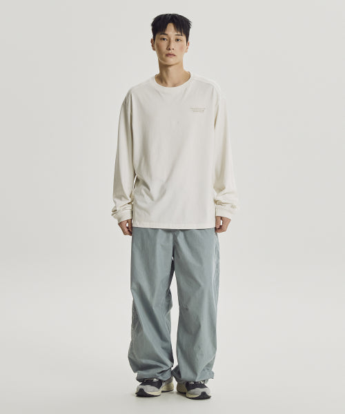 ESCAPE WASHED WOVEN WIDE PANTS - 2 COLORS B/GRAY