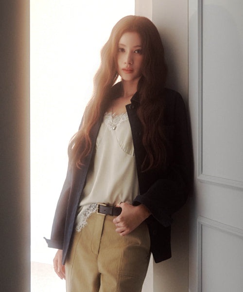 WOMAN LACE SLEEVELESS TOP #SANA同款！ GREEN