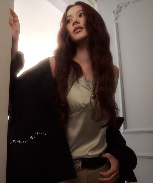 WOMAN LACE SLEEVELESS TOP #SANA同款！ GREEN