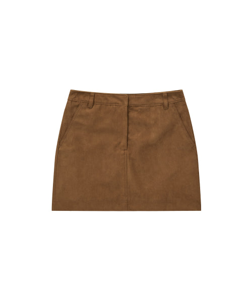 WOMAN SUEDE MINI SKIRT #SANA同款！ - 2 COLORS CAMEL