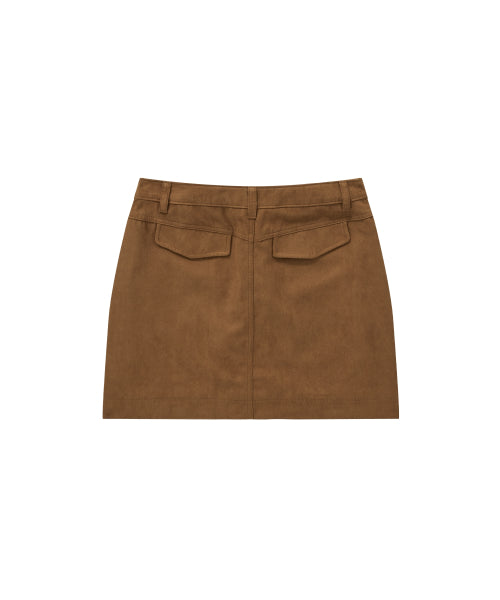 WOMAN SUEDE MINI SKIRT #SANA同款！ - 2 COLORS CAMEL