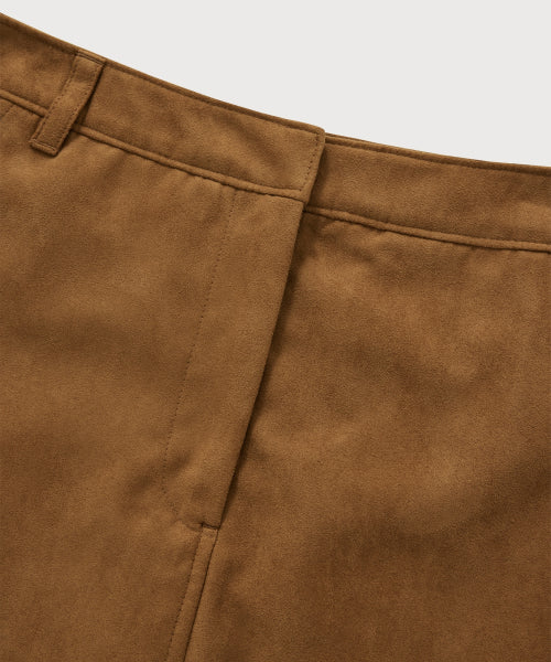 WOMAN SUEDE MINI SKIRT #SANA同款！ - 2 COLORS CAMEL