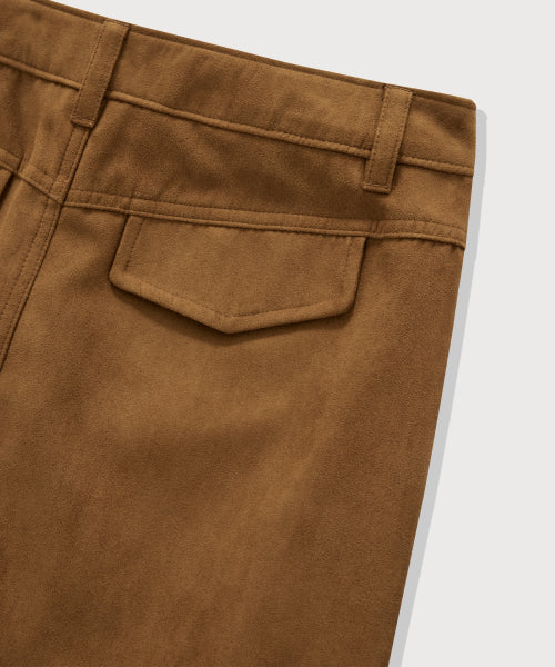 WOMAN SUEDE MINI SKIRT #SANA同款！ - 2 COLORS CAMEL