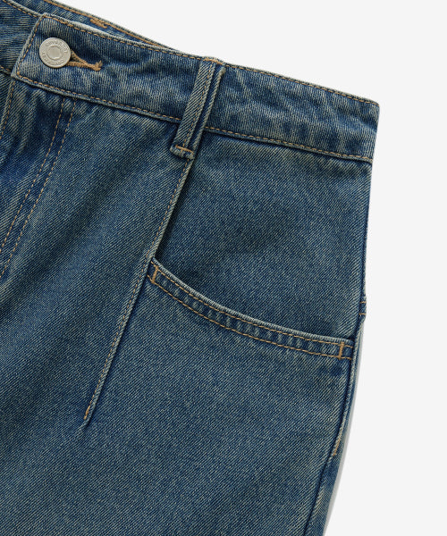 WOMAN WIDE CURVED DENIM PANTS #SANA同款！ - 2 COLORS BLUE