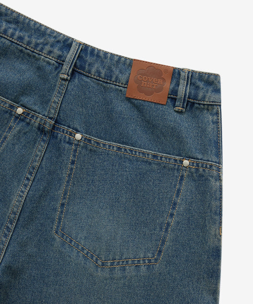 WOMAN WIDE CURVED DENIM PANTS #SANA同款！ - 2 COLORS BLUE