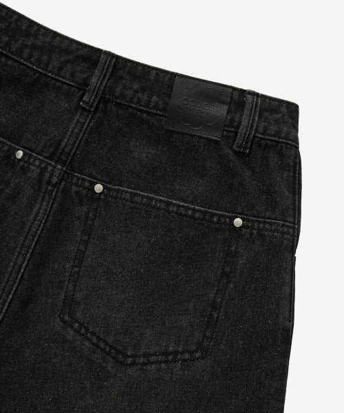 WOMAN WIDE CURVED DENIM PANTS #SANA同款！ - 2 COLORS BLACK