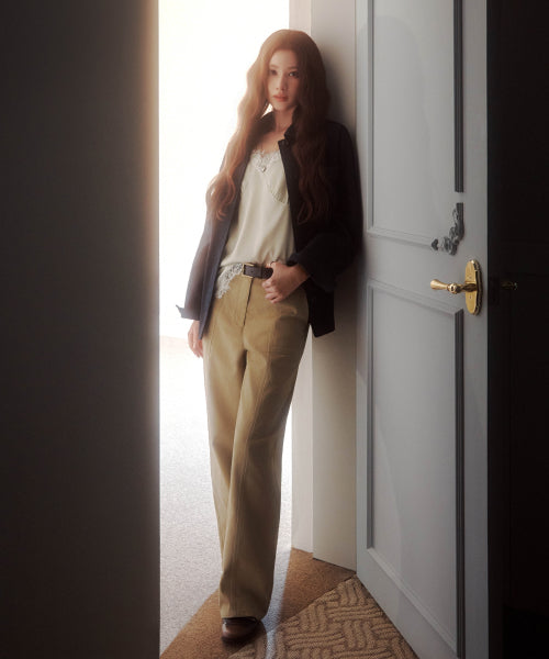 WOMAN STRAIGHT FATIGUE PANTS #SANA同款！ - 2 COLORS DEEP BROWN