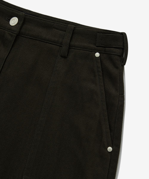 WOMAN STRAIGHT FATIGUE PANTS #SANA同款！ - 2 COLORS DEEP BROWN