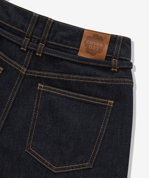 WOMAN WIDE BELTED DENIM PANTS #SANA同款！ - 2 COLORS INDIGO
