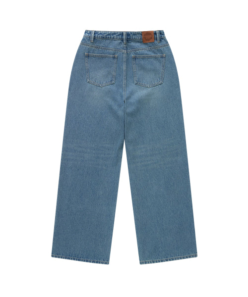WOMAN LOOSE STRAIGHT DENIM PANTS #SANA同款！ - 2 COLORS BLUE