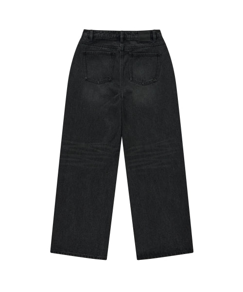WOMAN LOOSE STRAIGHT DENIM PANTS #SANA同款！ - 2 COLORS BLACK