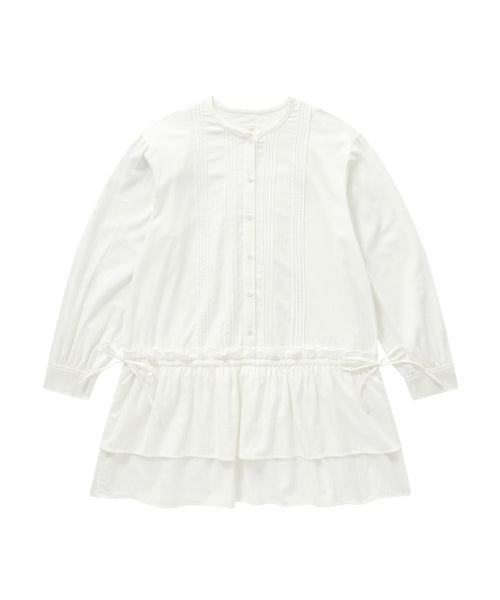 WOMAN PINTUCK FRILL DRESS #SANA同款！ - 2 COLORS IVORY