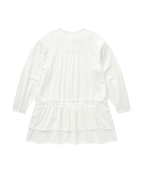 WOMAN PINTUCK FRILL DRESS #SANA同款！ - 2 COLORS IVORY
