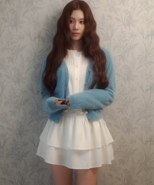 WOMAN PINTUCK FRILL DRESS #SANA同款！ - 2 COLORS IVORY