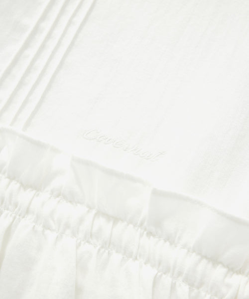 WOMAN PINTUCK FRILL DRESS #SANA同款！ - 2 COLORS IVORY