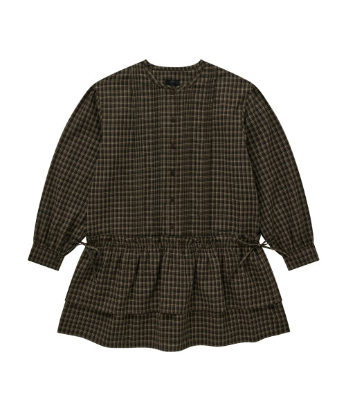 WOMAN PINTUCK FRILL DRESS #SANA同款！ - 2 COLORS BROWN