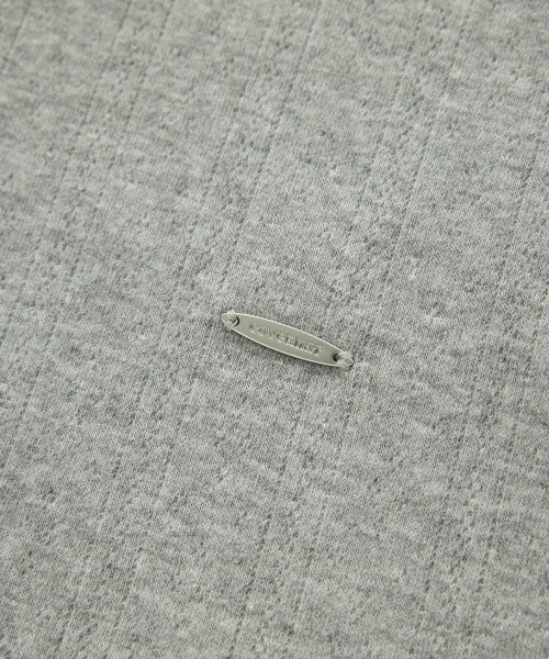 WOMAN HENLEY EYELET LONG SLEEVE #SANA同款！ - 2 COLORS MELANGE GREY