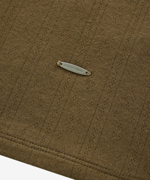WOMAN HENLEY EYELET LONG SLEEVE #SANA同款！ - 2 COLORS BROWN