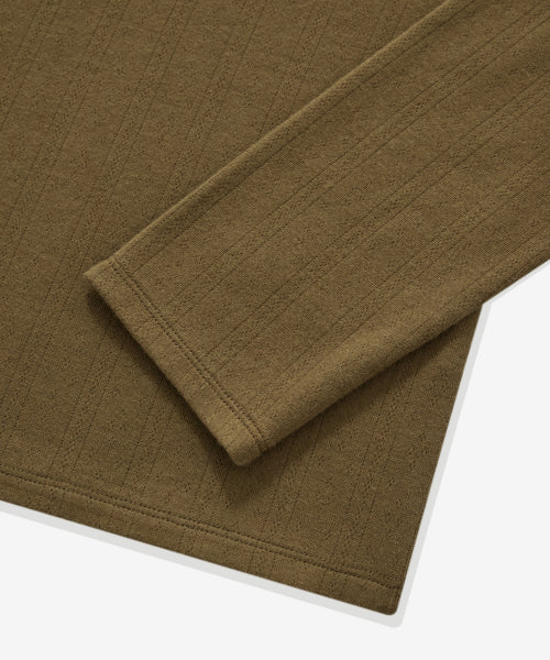 WOMAN HENLEY EYELET LONG SLEEVE #SANA同款！ - 2 COLORS BROWN