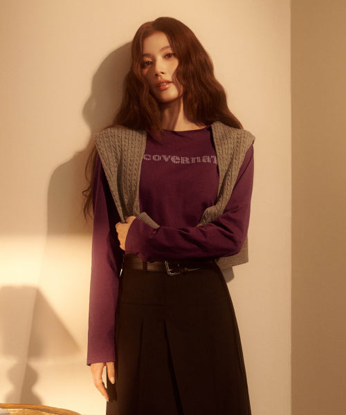 WOMAN COOPER LOGO LONG SLEEVE #SANA同款！ - 3 COLORS PURPLE