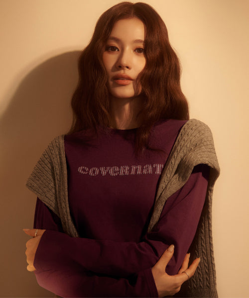 WOMAN COOPER LOGO LONG SLEEVE #SANA同款！ - 3 COLORS CHARCOAL