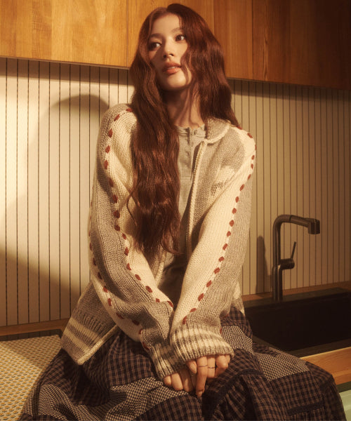 WOMAN WOOL BLEND COWICHAN CARDIGAN #SANA同款！ - 2 COLORS SKY BLUE