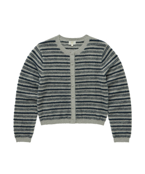 WOMAN STRIPE HAIRY CARDIGAN #SANA同款！ - 2 COLORS GREY