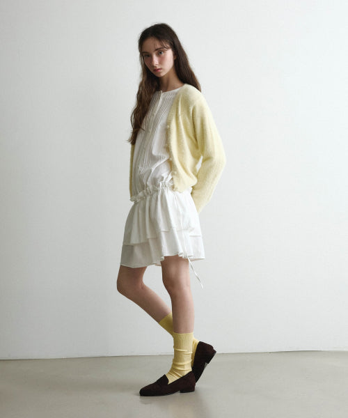 WOMAN V-NECK HAIRY CARDIGAN #SANA同款！ - 2 COLORS BUTTER