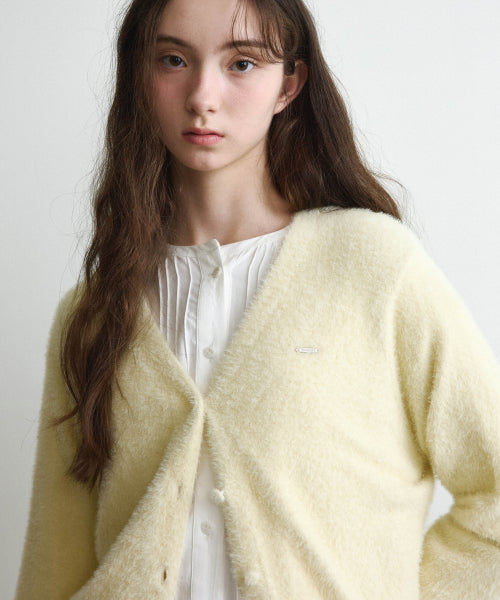 WOMAN V-NECK HAIRY CARDIGAN #SANA同款！ - 2 COLORS BUTTER