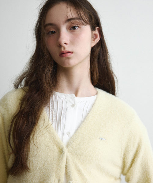 WOMAN V-NECK HAIRY CARDIGAN #SANA同款！ - 2 COLORS BUTTER