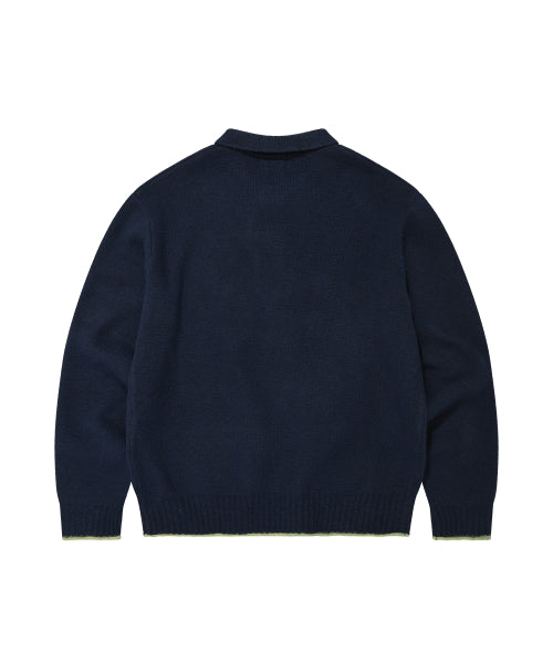 WOMAN HAIRY COLLAR KNIT #SANA同款！ - 2 COLORS NAVY